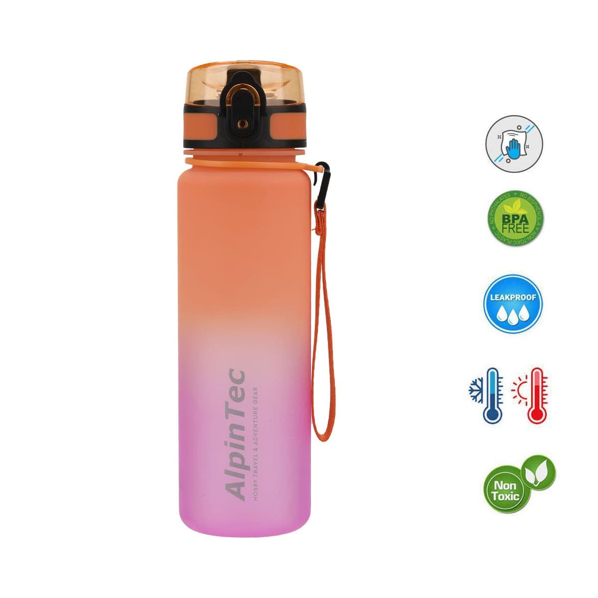Παγούρι Alpin tec Kids Δίχρωμο Ροζ-Πορτοκαλί 500ml